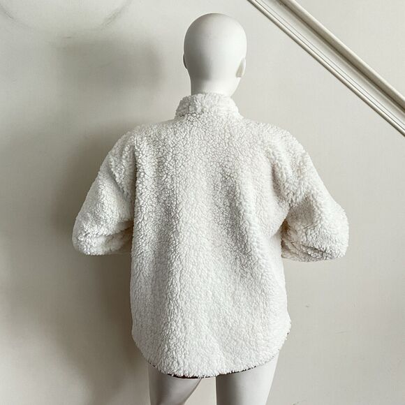 J. Crew Faux Sherpa Long Sleeve Barn Jacket Ivory L - Picture 8 of 14
